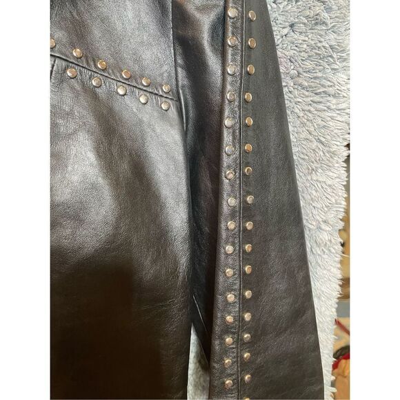 John Carlisle Black Leather Studded Jacket Size S - Picture 3 of 15